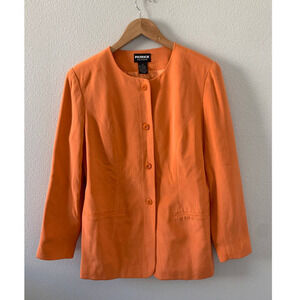 Vintage PATRICK Petite 100% Silk Blazer‎ Jacket Orange Coral